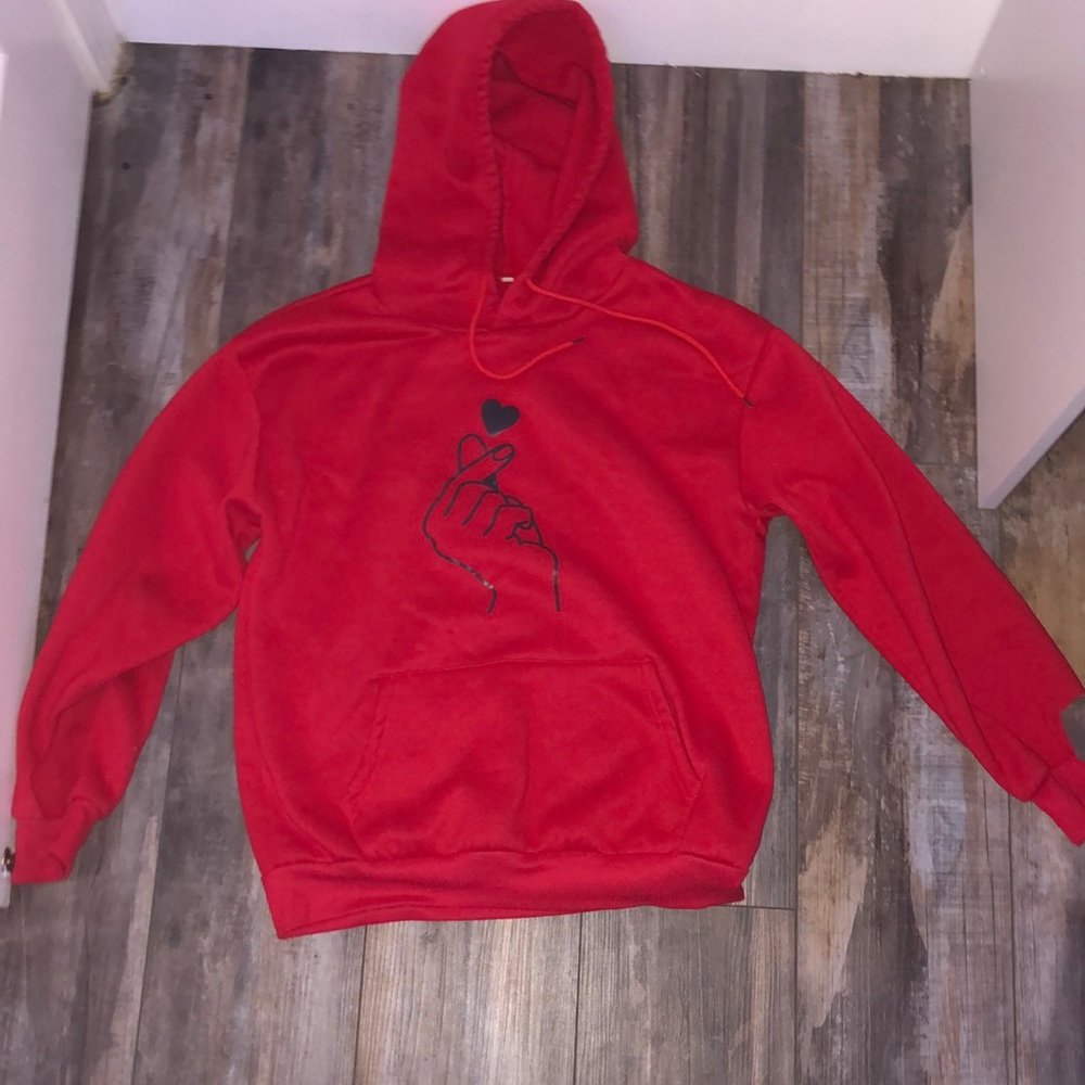 Red Korean heart hoodie